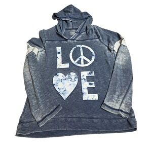 So Perfect Hoodie Love Peace Tie Dye Blue Long Sleeve Girls Size 14/16